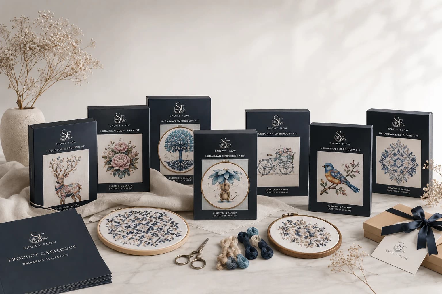 Snowy Flow premium embroidery kits